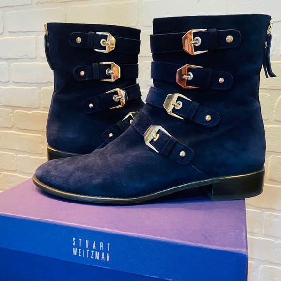 Stuart Weitzman Shoes - Stuart Weitzman Jitterbug Booties - blue suede